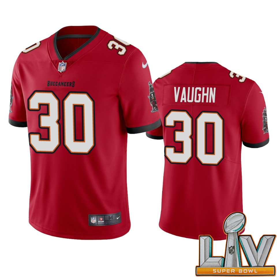 Super Bowl LV 2021 Tampa Bay Buccaneers Men Nike NFL #30 Vaughn Red Vapor Limited Jersey